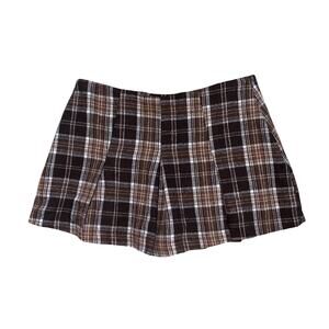 HYFVE Plaid Skirt Shorts - Preppy Schoolgirl Academia Style - Brown Checkered S